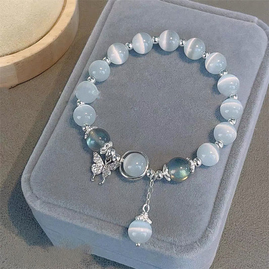 Buddha Stones "Sending Luck and Inner Peace" Cat's Eye Butterfly Bracelet