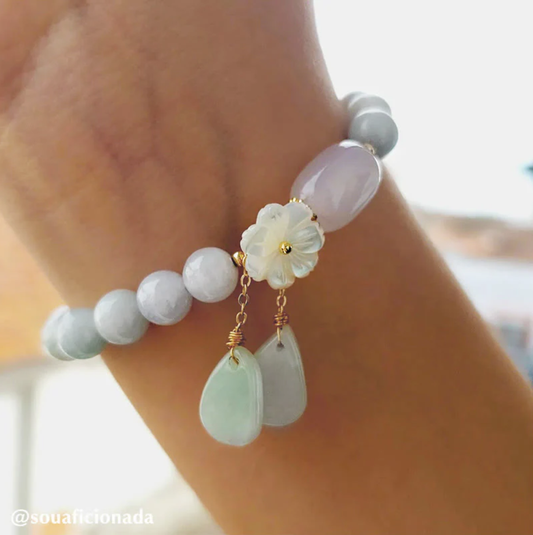 Buddha Stones Natural White Jade Luck Bracelet