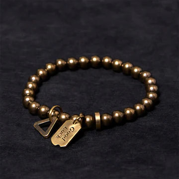 Buddha Stones "Wishing You Good Luck Always" Pure Copper Brass Bracelet