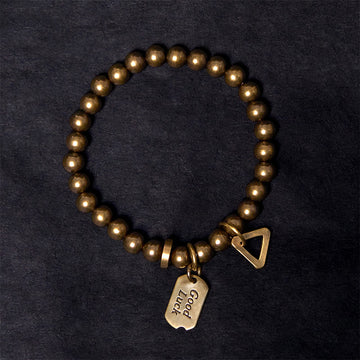 Buddha Stones "Wishing You Good Luck Always" Pure Copper Brass Bracelet
