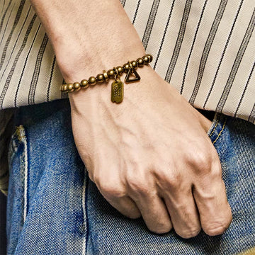 Buddha Stones "Wishing You Good Luck Always" Pure Copper Brass Bracelet