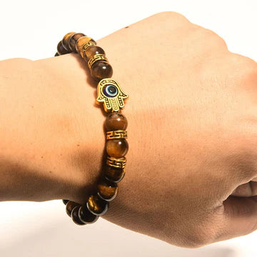 Buddha Stones "Wishing Courage and Protection" Tiger Eye Bracelet