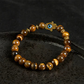 Buddha Stones "Wishing Courage and Protection" Tiger Eye Bracelet