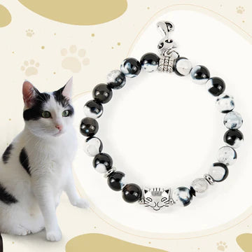 Buddha Stones "Sending Love and Joy to Your Cat" Cat Agate Bracelet