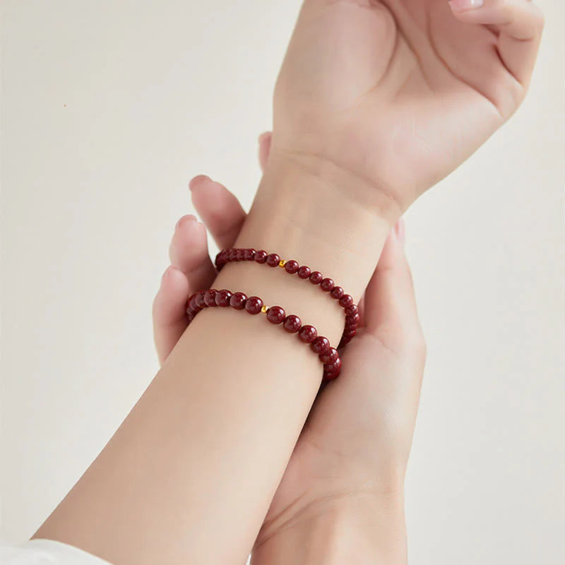 Buddha Stones "Wishing Protection and Energy" Cinnabar Bracelet