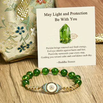 Buddha Stones "May Light and Protection Be With You" Peridot Bracelet