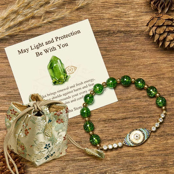Buddha Stones "May Light and Protection Be With You" Peridot Bracelet
