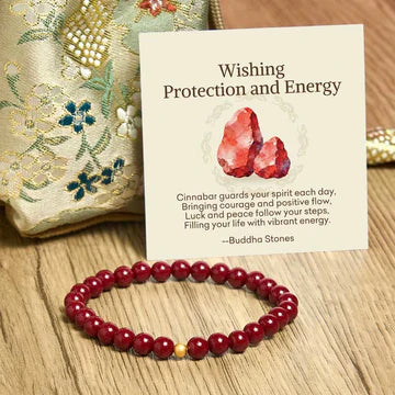 Buddha Stones "Wishing Protection and Energy" Cinnabar Bracelet