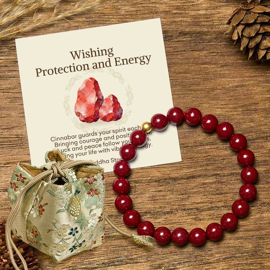 Buddha Stones "Wishing Protection and Energy" Cinnabar Bracelet