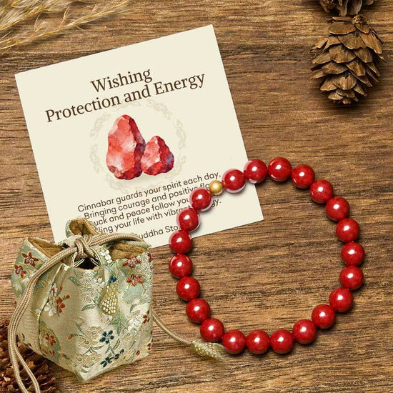 Buddha Stones "Wishing Protection and Energy" Cinnabar Bracelet