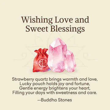 Buddha Stones "Wishing Love and Sweet Blessings"Strawberry Quartz Bracelet