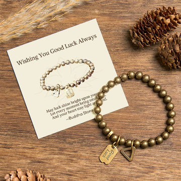 Buddha Stones "Wishing You Good Luck Always" Pure Copper Brass Bracelet