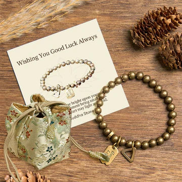 Buddha Stones "Wishing You Good Luck Always" Pure Copper Brass Bracelet