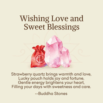 Buddha Stones "Wishing Love and Sweet Blessings" Quartz Bracelet