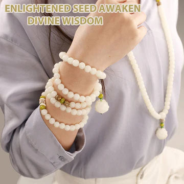 Buddha Stones White Jade Bodhi Lotus Mala Harmony Necklace Bracelet