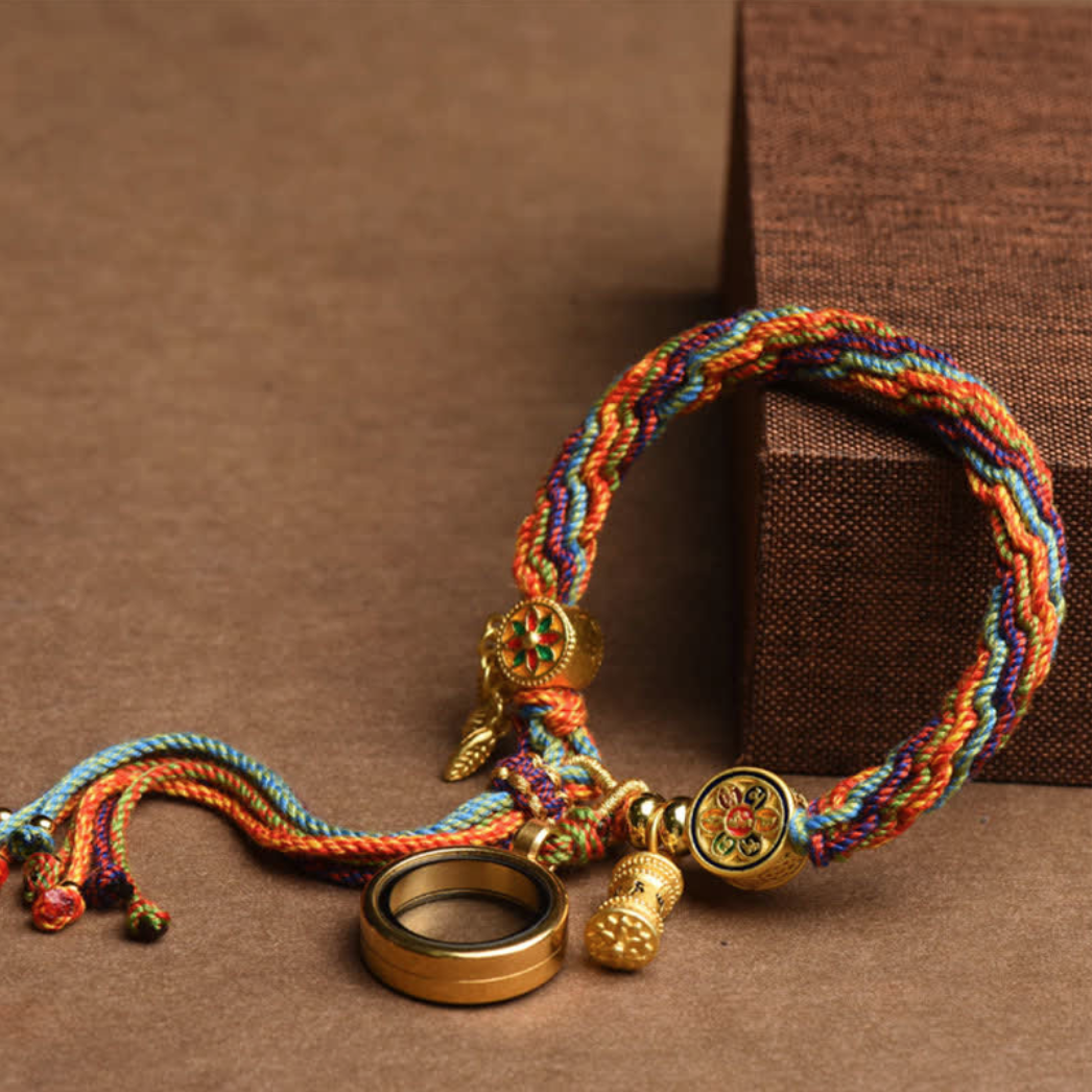 Buddha Stones Tibetan Om Mani Padme Hum Dreamcatcher Luck Colorful Reincarnation Knot String Bracelet