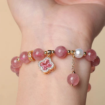 Buddha Stones "Wishing Love and Sweet Blessings" Quartz Bracelet