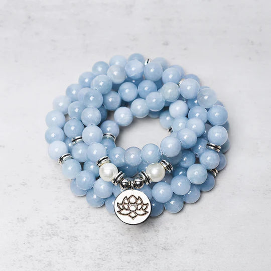 Buddha Stones 108 Mala Beads Aquamarine Healing Bracelet 13 Reviews