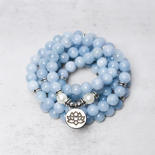 Buddha Stones 108 Mala Beads Aquamarine Healing Bracelet 13 Reviews
