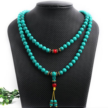 Buddha Stones Tibetan Turquoise Healing Mala Bracelet