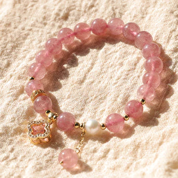 Buddha Stones "Wishing Love and Sweet Blessings" Quartz Bracelet