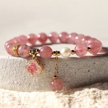 Buddha Stones "Wishing Love and Sweet Blessings" Quartz Bracelet