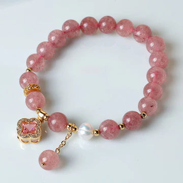 Buddha Stones "Wishing Love and Sweet Blessings" Quartz Bracelet