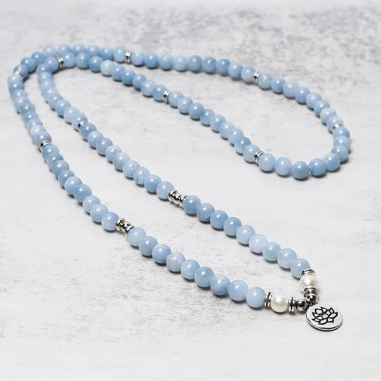 Buddha Stones 108 Mala Beads Aquamarine Healing Bracelet 13 Reviews