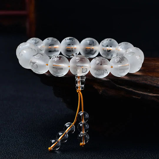 Buddha Stones "Blessings of Light and Protection" White Crystal Bracelet