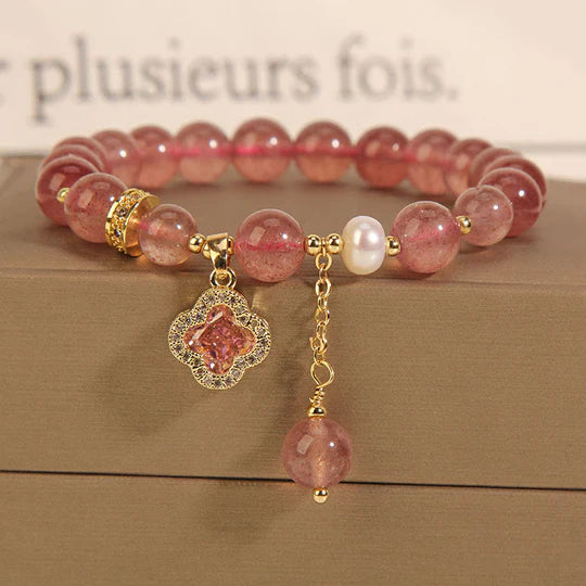 Buddha Stones "Wishing Love and Sweet Blessings" Quartz Bracelet