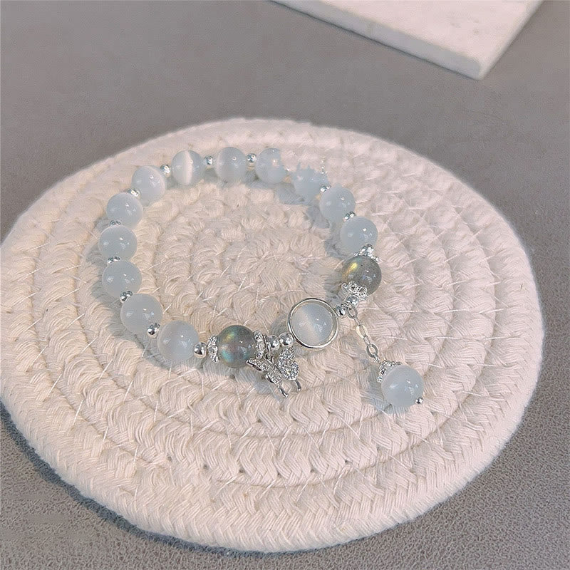 Buddha Stones "Sending Luck and Inner Peace" Cat's Eye Butterfly Bracelet