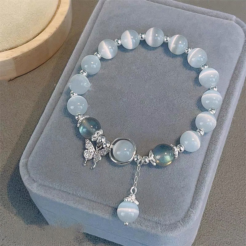 Buddha Stones "Sending Luck and Inner Peace" Cat's Eye Butterfly Bracelet