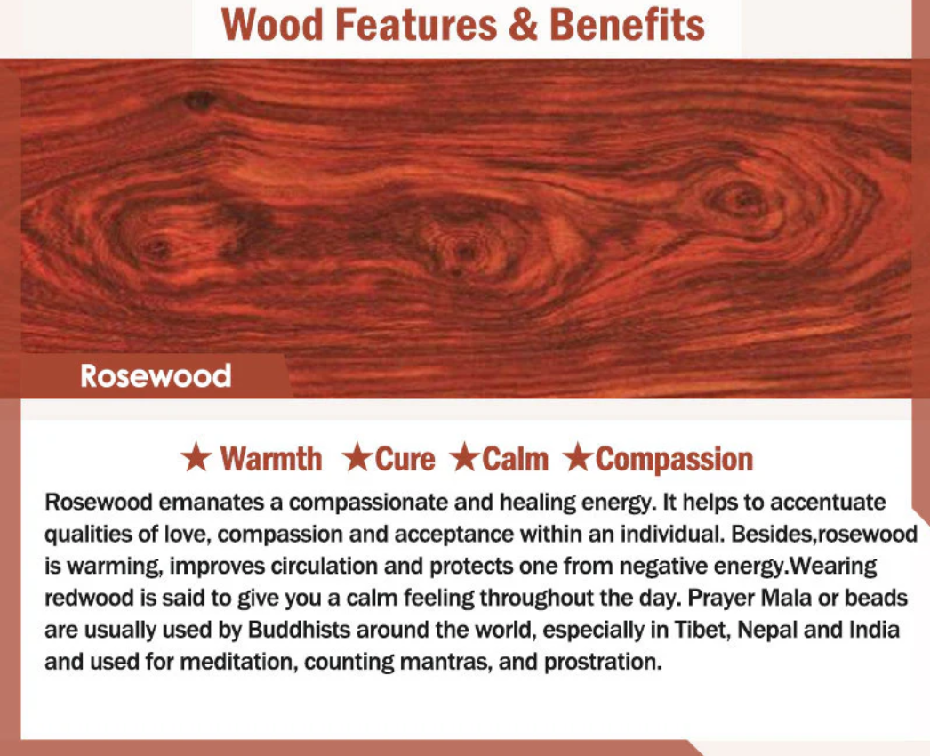 Buddha Stones Tibetan Rosewood Mala Protection Calm Bracelet