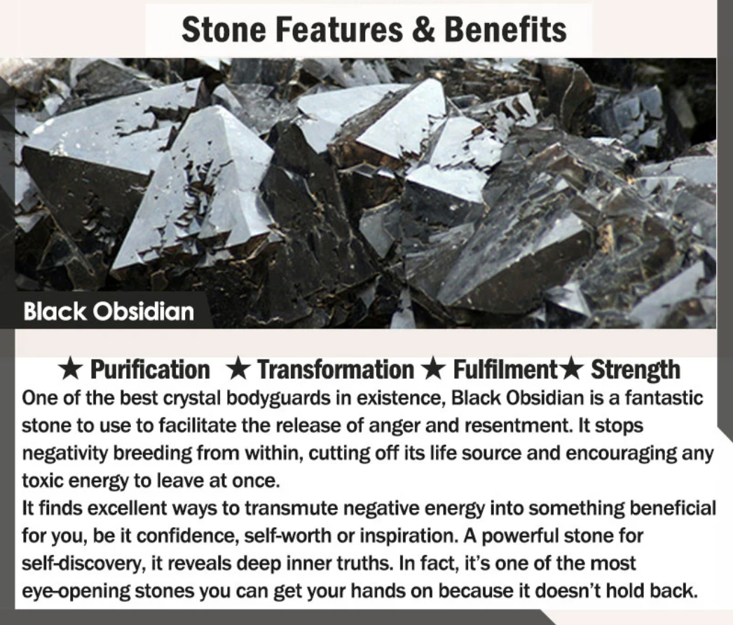 Buddha Stones Black Obsidian Tiger Eye Blessing Mala Bracelet