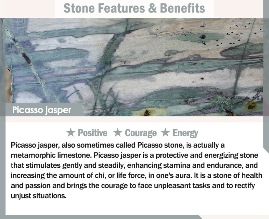 Buddha Stones 108 Mala Beads Picasso Jasper Stone Courage Energy Bracelet