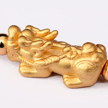 Buddha Stones 24K Gold-Plated PiXiu Luck Red String Bracelet