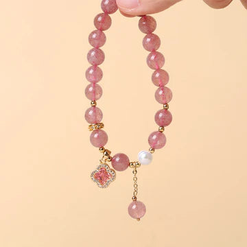Buddha Stones "Wishing Love and Sweet Blessings" Quartz Bracelet