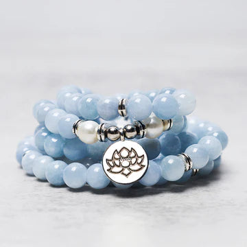 Buddha Stones 108 Mala Beads Aquamarine Healing Bracelet 13 Reviews